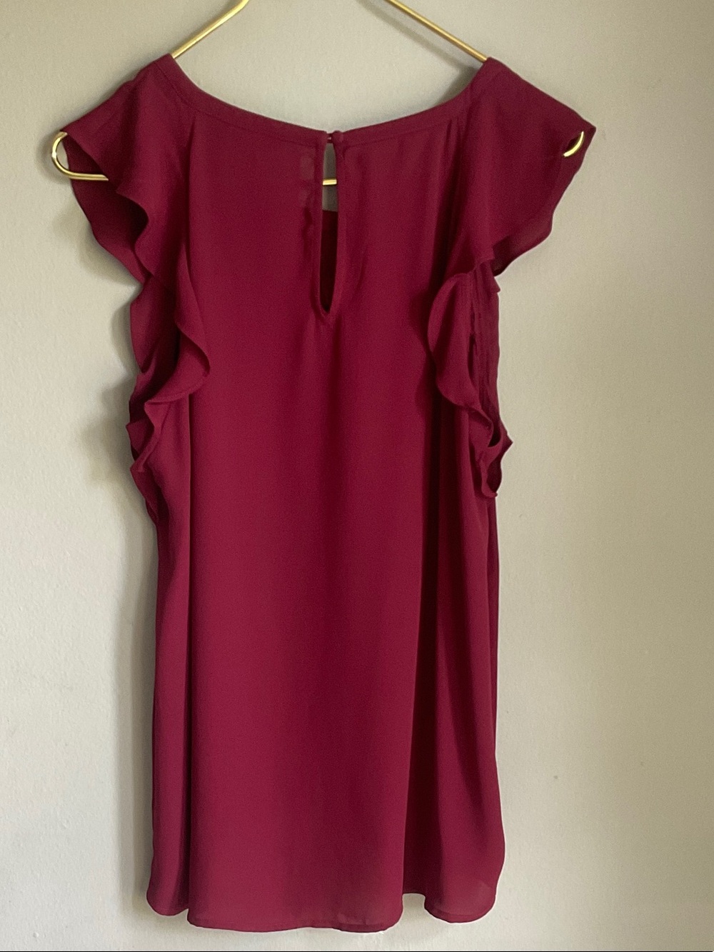 Express Burgundy Lace Yoke Flutter Sleeve Camisole - Picture 4 of 7